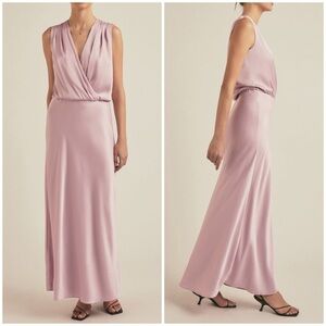 New Favorite Daughter Sleeveless Nita Dress Pastel Lavender Satin Maxi Sz M